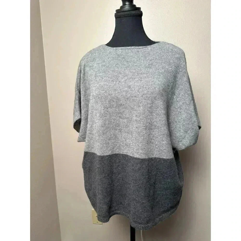 Riviera Cashmere Gray/Gray Short Sleeve Sweater Sz Sm